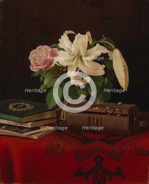 Still Life on a Lady's Worktable, 1868. Creator: Ferdinand von Wright.