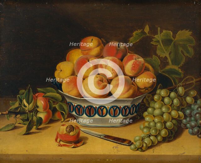 Still Life: Peaches and Grapes, ca. 1825. Creator: John Archibald Woodside.