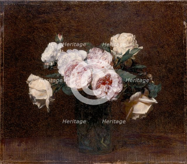 Still Life: pink, white and yellow Roses, 1894. Artist: Henri Fantin-Latour.