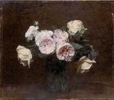 Still Life: pink, white and yellow Roses, 1894. Artist: Henri Fantin-Latour