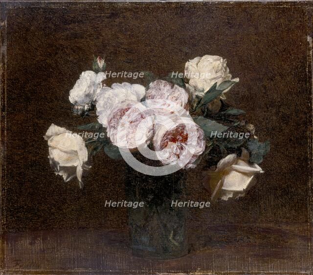 Still Life: pink, white and yellow Roses, 1894. Artist: Henri Fantin-Latour.