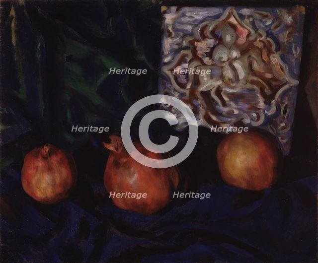Still life. Pomegranates, 1910. Artist: Kustodiev, Boris Michaylovich (1878-1927)