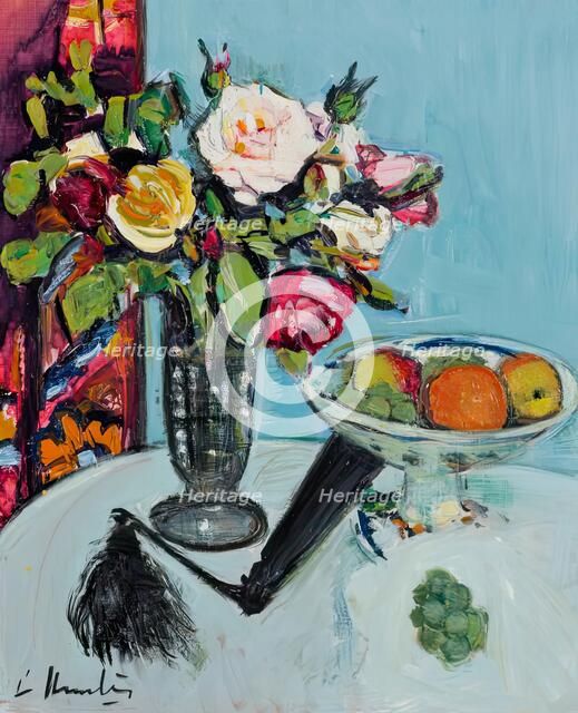 Still Life - Roses and a Black Fan, c1920s. Creator: George Leslie Hunter.