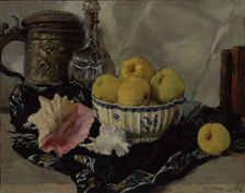 Still life. Shell and apples, 1917. Artist: Lanceray (Lansere), Evgeny Evgenyevich (1875-1946)