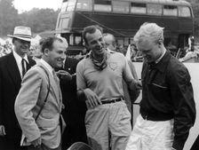Stirling Moss with Harry Schell and Mike Hawthorn, Crystal Palace, July 1955