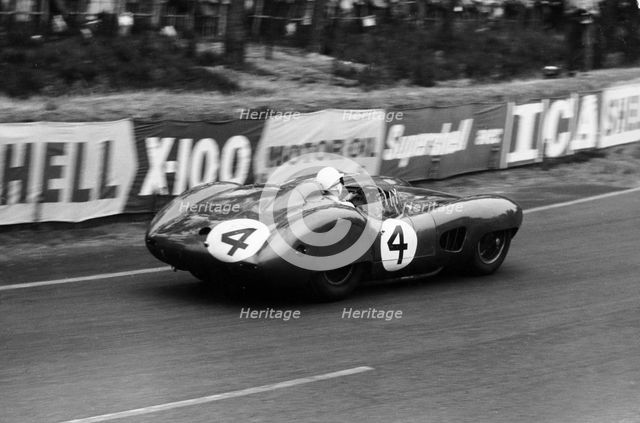 Stirling Moss in an Aston Martin DBR1, Le Mans 24 Hours, France, 1959. Artist: Maxwell Boyd