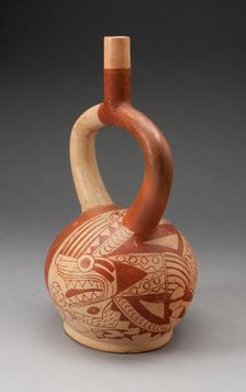 Stirrup Vessel Depicting an Anthropomorphic Composite Being, with Overpainting, 100 B.C./A.D. 500. Creator: Unknown
