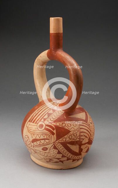 Stirrup Vessel Depicting an Anthropomorphic Composite Being, with Overpainting, 100 B.C./A.D. 500. Creator: Unknown.