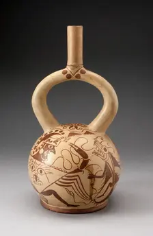 Stirrup Vessel Depicting an Anthropomorphic Crab and Abstract Fish, 100 B.C./A.D. 500. Creator: Unknown