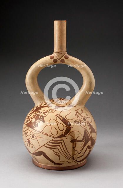 Stirrup Vessel Depicting an Anthropomorphic Crab and Abstract Fish, 100 B.C./A.D. 500. Creator: Unknown.