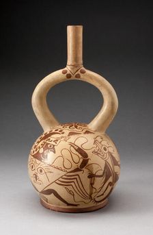 Stirrup Vessel Depicting an Anthropomorphic Crab and Abstract Fish, 100 B.C./A.D. 500. Creator: Unknown