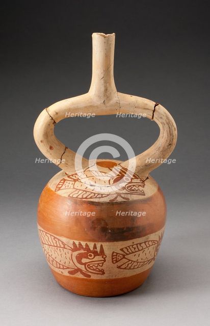 Stirrup Vessel Depicting Bands of Abstract Fish, 100 B.C./A.D. 500. Creator: Unknown.