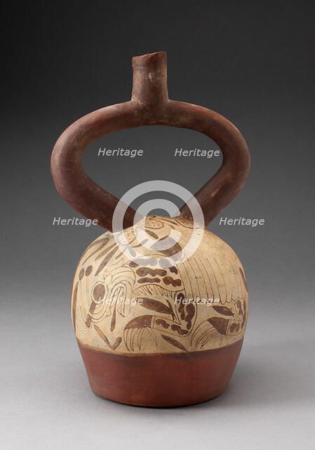 Stirrup Vessel Depicting Supernatral Being within a Shell, 100 B.C./A.D. 500. Creator: Unknown.