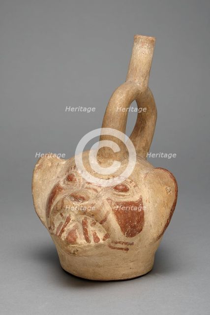 Stirrup Vessel in the Form of a Feline Head, A.D. 250/500. Creator: Unknown.