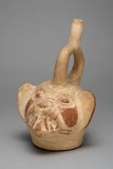 Stirrup Vessel in the Form of a Feline Head, A.D. 250/500. Creator: Unknown