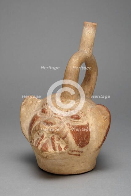 Stirrup Vessel in the Form of a Feline Head, A.D. 250/500. Creator: Unknown.