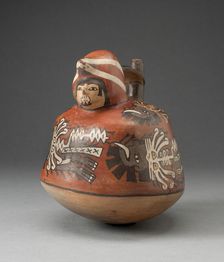 Stirrup Vessel in the Form of Figure with Abstract Motifs and Trophy Heads on Torso, 180 B.C./A.D. 5 Creator: Unknown