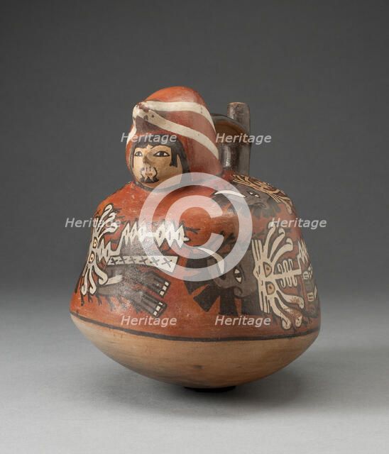 Stirrup Vessel in the Form of Figure with Abstract Motifs and Trophy Heads on Torso, 180 B.C./A.D. 5 Creator: Unknown.