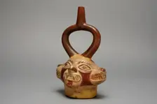 Stirrup Vessel in the Form of Multi-Headed Feline Being, A.D. 250/500. Creator: Unknown