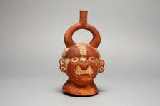 Stirrup Vessel in the Form of the Head, Possibly Ai-Apec, 100 B.C./A.D. 500. Creator: Unknown
