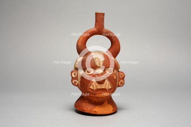 Stirrup Vessel in the Form of the Head, Possibly Ai-Apec, 100 B.C./A.D. 500. Creator: Unknown.