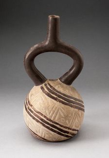 Stirrup Vessel Incised with Textile-Like Pattern in Diagonal Painted Bands, 100 B.C./A.D. 500. Creator: Unknown