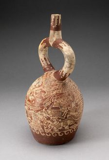 Stirrup Vessel with Fineline Painting Depicting Warriors in an Aquatic Scene, 100 B.C./A.D. 500. Creator: Unknown