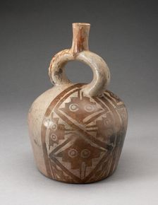 Stirrup Vessel with one Side Painted with Textile-Like Stepped Motif, 100 B.C./A.D. 500. Creator: Unknown