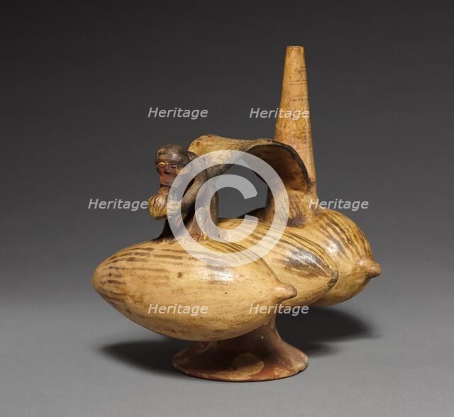 Stirrup Jar with Monkey and Three Fruits, 1000 or later. Creator: Unknown.