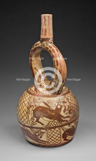 Stirrup Spout Vessel Depicting a Deer Hunt, 100 B.C./A.D. 500. Creator: Unknown.