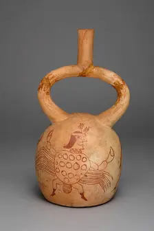 Stirrup Spout Vessel Depicting a Figure Costumed as a Crab, 100 B.C./A.D. 500. Creator: Unknown