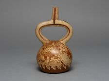 Stirrup Spout Vessel Depicting Costumed Runners, 100 B.C./A.D. 500. Creator: Unknown