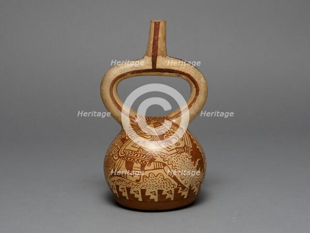 Stirrup Spout Vessel Depicting Costumed Runners, 100 B.C./A.D. 500. Creator: Unknown.