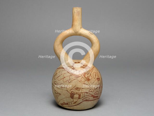 Stirrup Spout Vessel Depicting Costumed Runners, 100 B.C./A.D. 500. Creator: Unknown.
