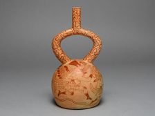 Stirrup Spout Vessel Depicting Costumed Runners, 100 B.C./A.D. 500. Creator: Unknown