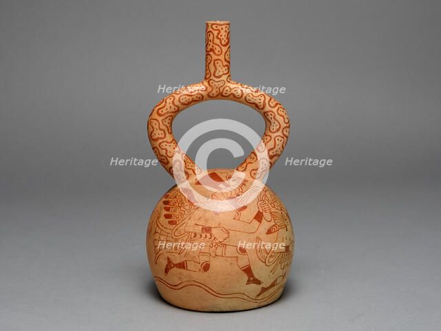 Stirrup Spout Vessel Depicting Costumed Runners, 100 B.C./A.D. 500. Creator: Unknown.