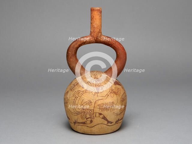 Stirrup Spout Vessel Depicting Runners, 100 B.C./A.D. 500. Creator: Unknown.