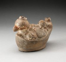 Stirrup Spout Vessel in Form of a Man Laying on a Bird, 100 B.C./A.D. 500. Creator: Unknown