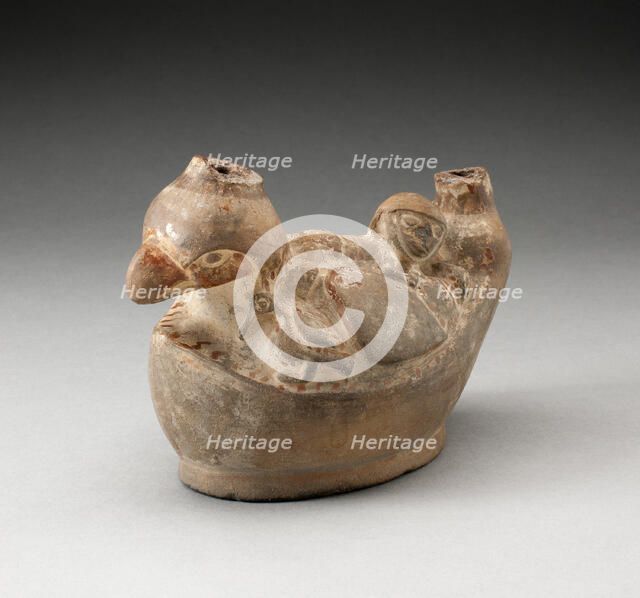 Stirrup Spout Vessel in Form of a Man Laying on a Bird, 100 B.C./A.D. 500. Creator: Unknown.