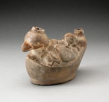 Stirrup Spout Vessel in Form of a Man Laying on a Bird, 100 B.C./A.D. 500. Creator: Unknown