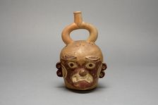 Stirrup Spout Vessel in Form of a Head, Possibly Ai-Apec, 100 B.C./A.D. 500. Creator: Unknown