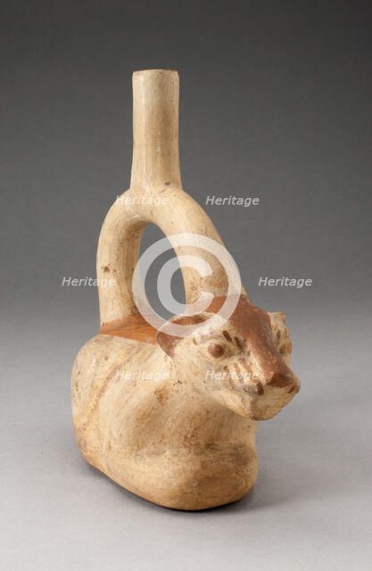 Stirrup Spout Vessel in Form of a Resting Feline, 100 B.C./A.D. 500. Creator: Unknown.