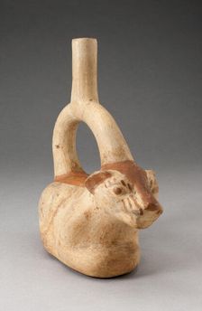 Stirrup Spout Vessel in Form of a Resting Feline, 100 B.C./A.D. 500. Creator: Unknown