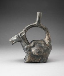 Stirrup Spout Vessel in Form of Llama with Figure on its Back, 100 B.C./A.D. 500. Creator: Unknown