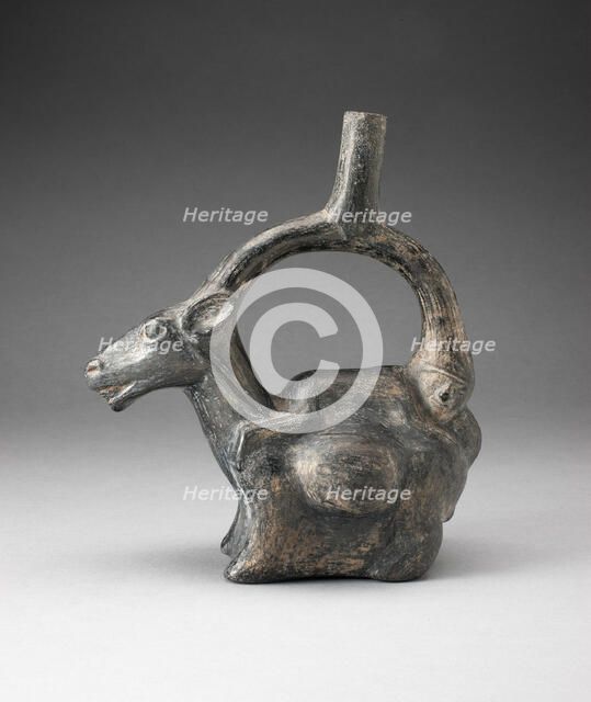 Stirrup Spout Vessel in Form of Llama with Figure on its Back, 100 B.C./A.D. 500. Creator: Unknown.