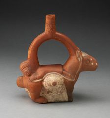 Stirrup Spout Vessel in the Form of a Woman Laying on the Back of a Llama, 100 B.C./A.D. 500. Creator: Unknown