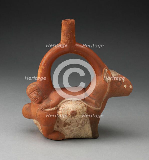 Stirrup Spout Vessel in the Form of a Woman Laying on the Back of a Llama, 100 B.C./A.D. 500. Creator: Unknown.