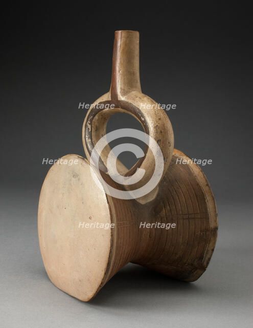 Stirrup Spout Vessel in the Form of a Drum, 100 B.C./A.D. 500. Creator: Unknown.