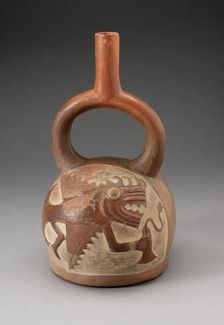 Stirrup Spout Vessel Incised with Anthropomorphic Fish, 100 B.C./A.D. 500. Creator: Unknown