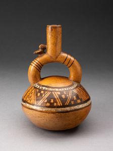 Stirrup Spout Vessel with Textile-like Pattern on Shoulder, A.D. 1200/1470. Creator: Unknown